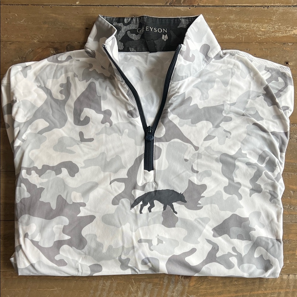 Greyson White and Gray Camo Quarter-Zip